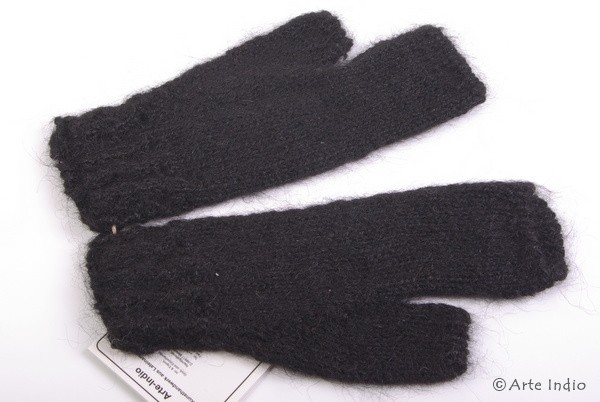 Fingerlose Handschuhe. 100 % Alpaka Größe XS-S. schwarz