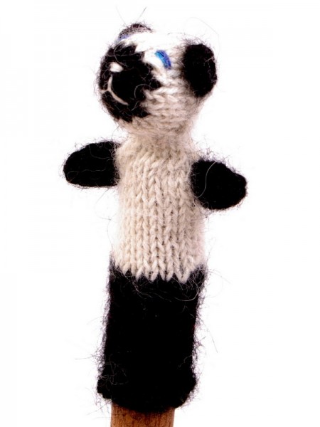 Finger puppet. 100% alpaca wool. Panda bear