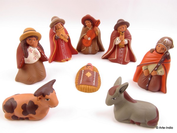 Nativity Scene. Ceramic Chopcca 8 parts