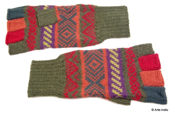 Fingerlose Handschuhe "medio dedo" 100 % Alpakawolle