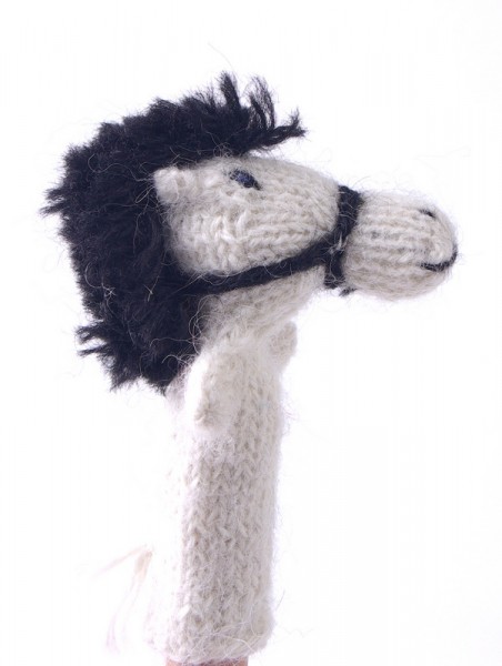 Finger puppet. 100% alpaca wool. Horse beige