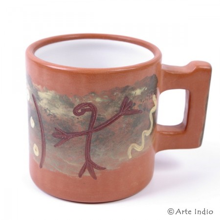 Large hand-painted clay mug