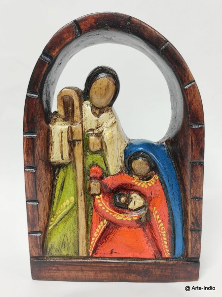 Wooden Christmas crib. Family 17 cm