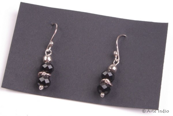 Earring. Silver with glass