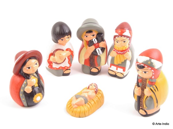 Nativity Scene. Ceramic Locros, 6 parts