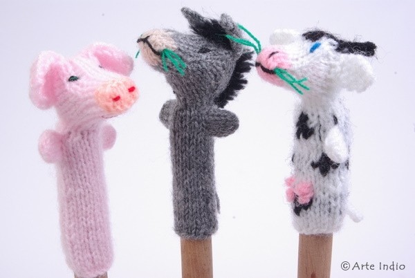 Finger puppet. Farm Trio. Cow, pig, donkey