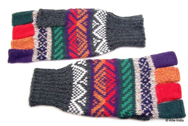 Fingerlose Handschuhe "medio dedo" 100 % Alpakawolle