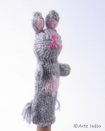 Finger puppet. Bunny light gray