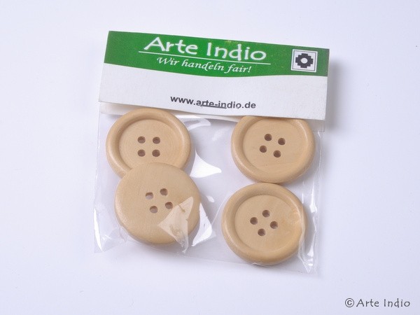 Wood buttons. 3.5 cm. 4-pack