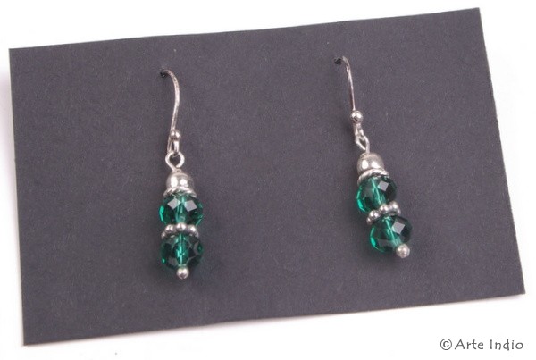 Earring. Silver with glass