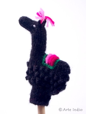 Finger puppet. Alpaca black