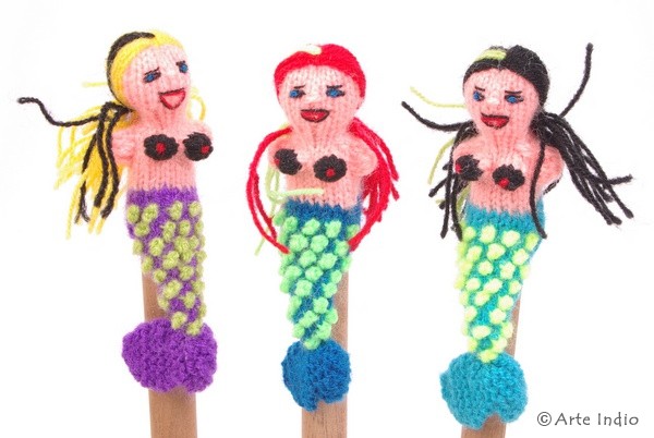 Finger puppet. Three mermaids