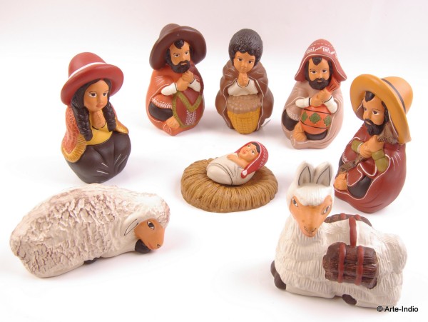 Weihnachtskrippe Ton. Pucllana 9 Teile