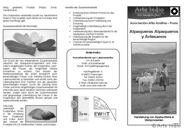 Flyer - Alpaqueras (wool, knitwear)