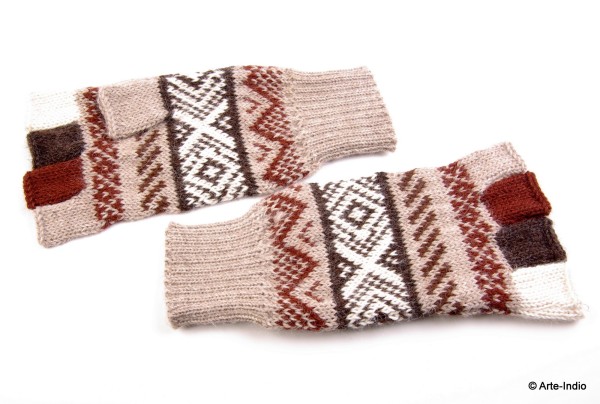 Fingerlose Handschuhe "medio dedo" 100 % Alpakawolle