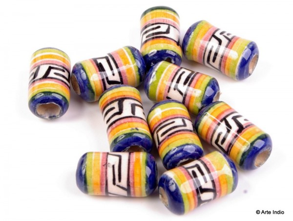10 ceramic beads from Peru (roller shape)