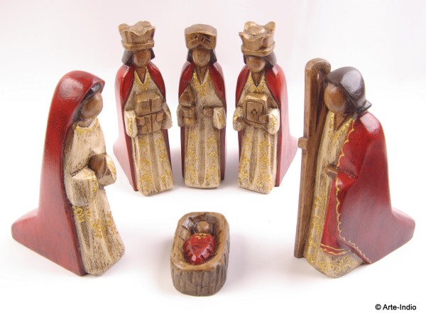 Weihnachtskrippe Holz. ca. 17 cm Moyobamba, 6 Teile