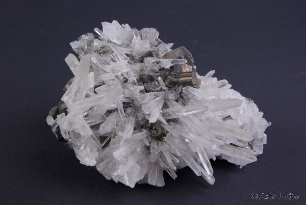 Rock crystal on pyrite