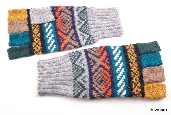 Fingerlose Handschuhe "medio dedo" 100 % Alpakawolle