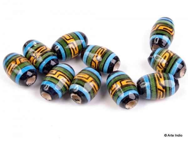 10 ceramic beads from Peru (oval shape)