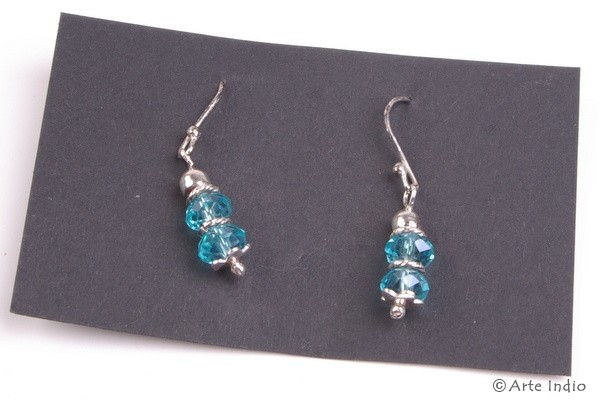 Ohrring. Silber. Glas ca. 3,5 cm - aquamarin 01