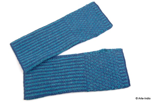 Hand-Stulpen Ananas blau/türkis 100 % Alpakawolle