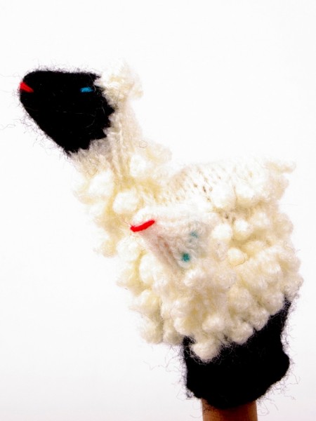 Finger puppet. Sheep with child