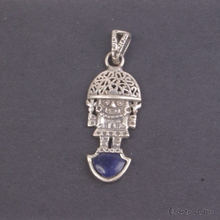 Necklace pendant silver and stone. Tumi with sodalite