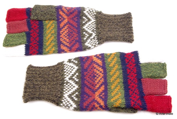 Fingerlose Handschuhe "medio dedo" 100 % Alpakawolle