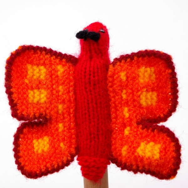 Finger puppet. Butterfly red