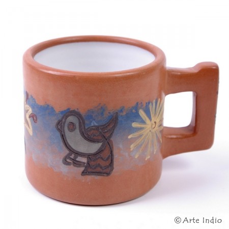 Large hand-painted clay mug