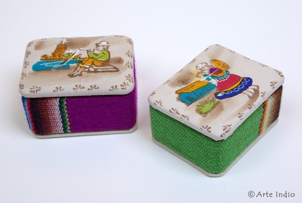 Jewelry box rectangular, mini calfskin, colored