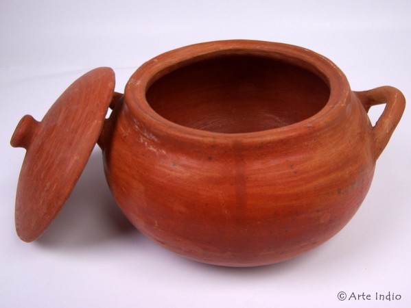 Clay pot "antique look" with lid
