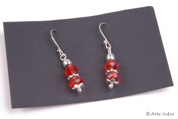 Earring. Silver with glass