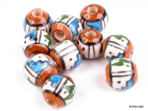 10 ceramic beads from Peru (oval shape)