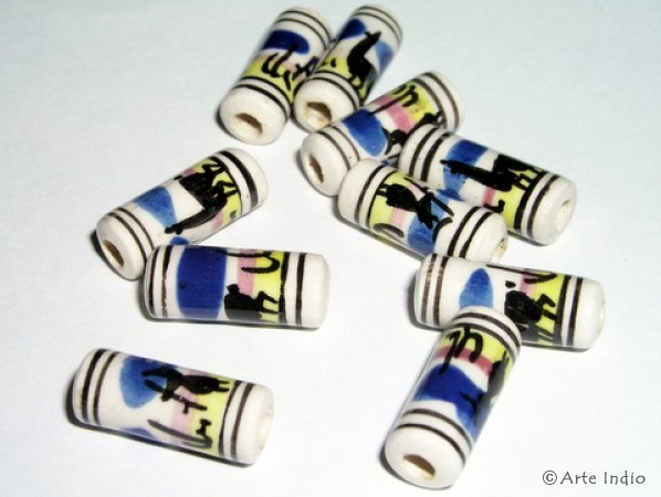 10 ceramic beads from Peru (roller shape)