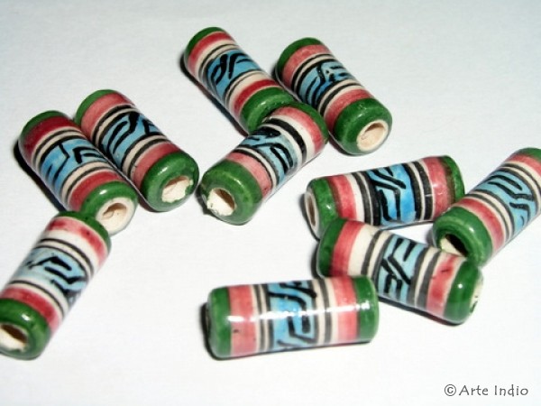 10 Keramikperlen aus Peru (Walzenform)