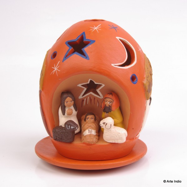 Nativity Scene. Tealight candlestick Orange