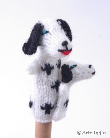 Finger puppet. Dalmatian with child
