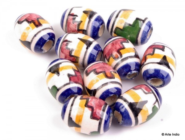 10 Keramikperlen aus Peru (Ovalform)