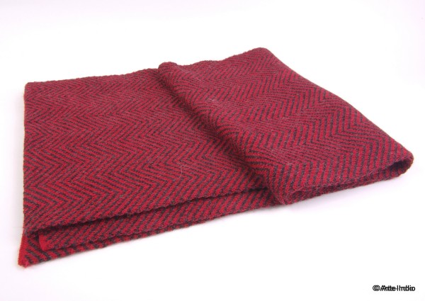 Schal Zig-Zag 100 % alpaka-Wolle. 200 cm x 28 cm. rot/schwarz