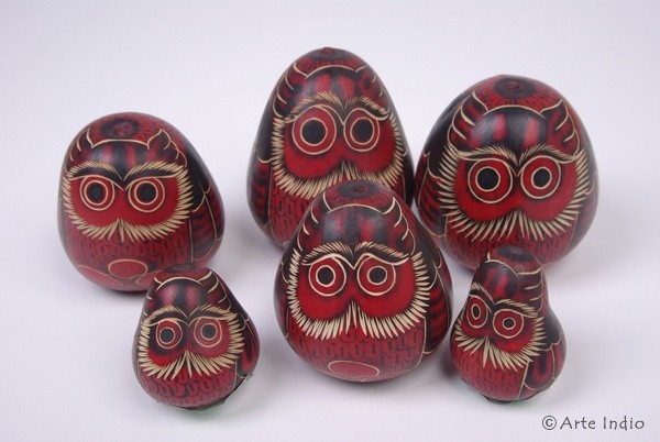 Pumpkin rattle - Owl 9 cm red