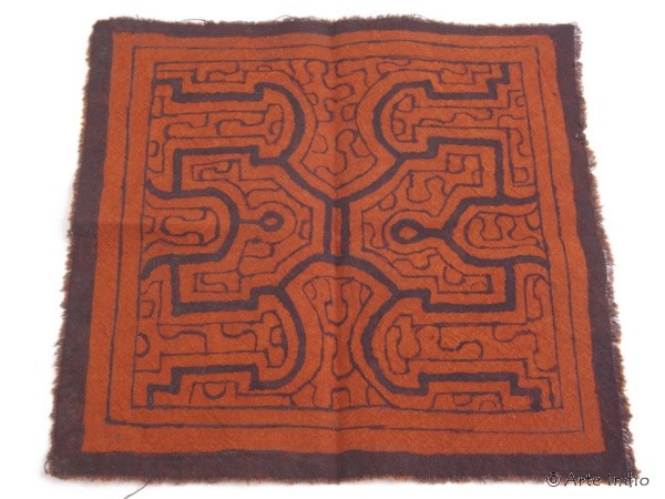 Bemalte Decke - Shipibo Indianer ca. 17 cm x 17 cm