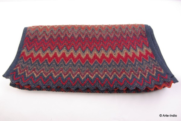Schal / Tuch 100 % Baby alpaka-Wolle. 170 cm x 39 cm, rot/blau