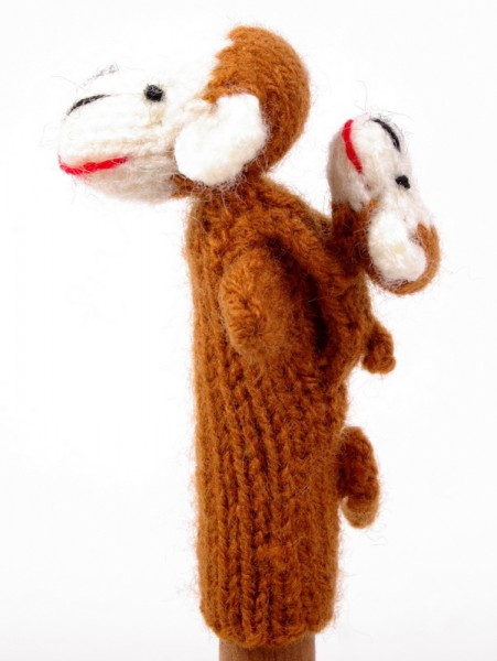 Finger puppet. Monkey with child