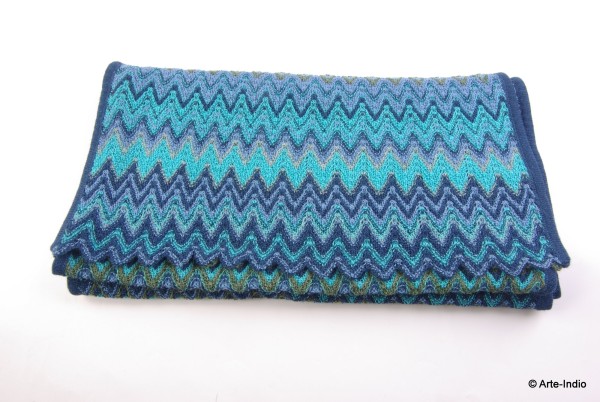 Schal / Tuch 100 % Baby alpaka-Wolle. 170 cm x 39 cm, blau/türkis