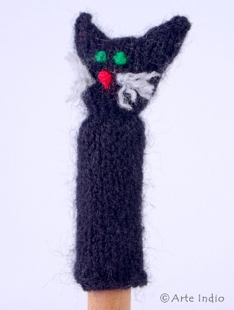 Finger puppet. Halloween black cat