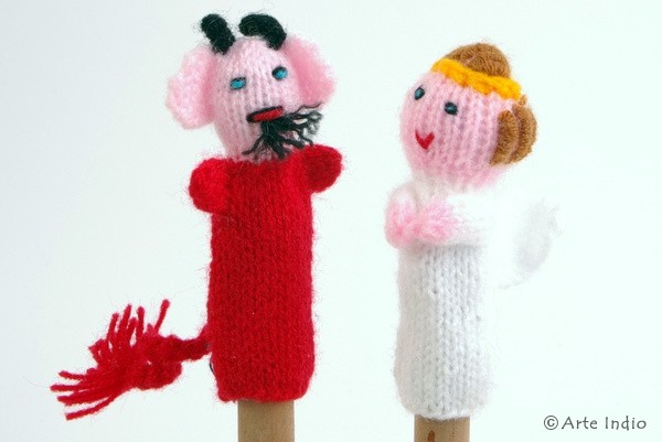 Finger puppet. Duo: Engelein and Teufelein