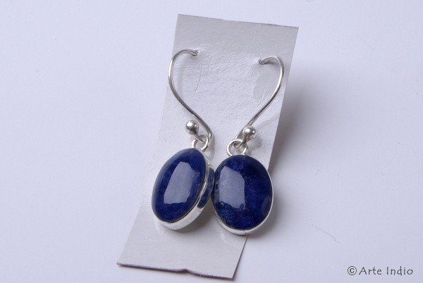 Earring. Silver with stone. Sodalite stone. Oval