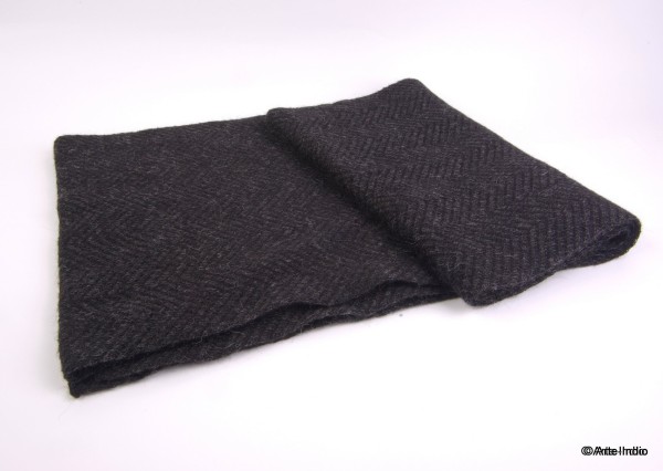 Schal Zig-Zag 100 % alpaka-Wolle. 200 cm x 28 cm. anthrazit/schwarz